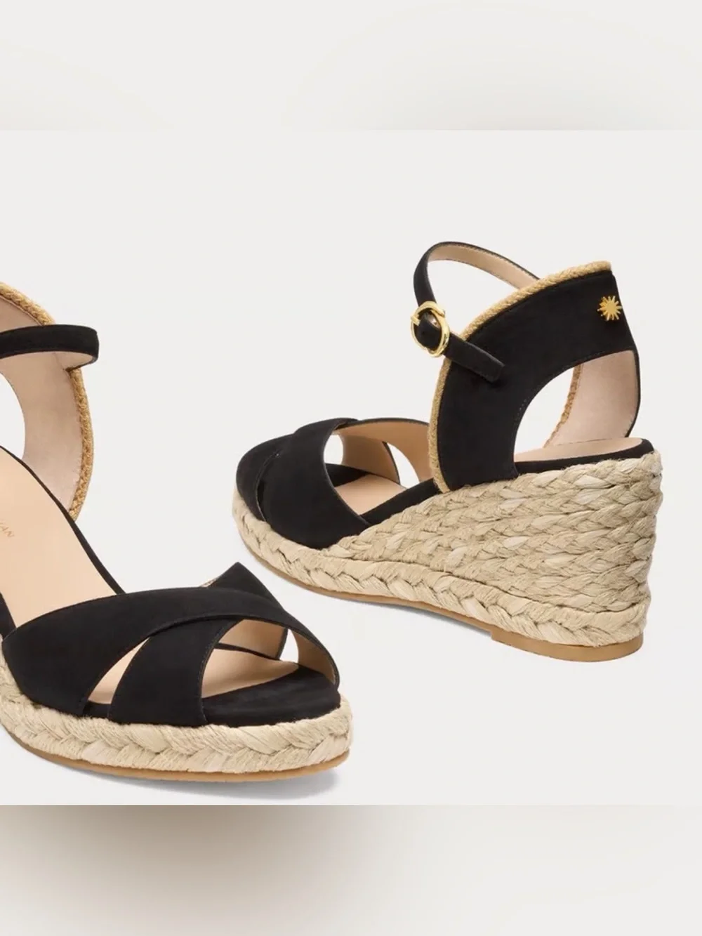 STUART WEITZMAN Mirela Black Espadrille Wedge Sandal - Size 7